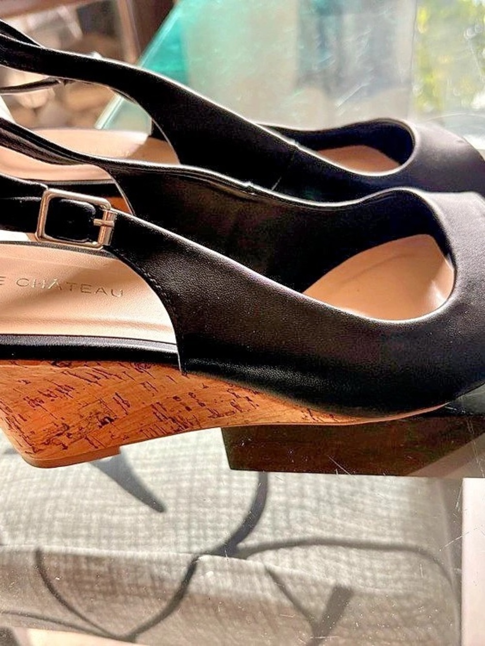 Le Chameau Black Wedge Sandals